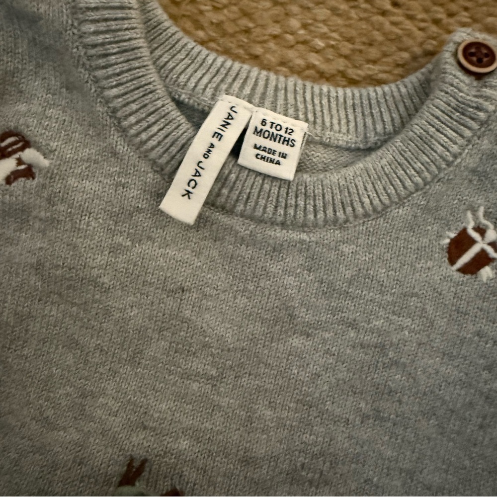 Janie and Jack Baby Matching Sweater Set 6–12M | Bug Embroidered Knit - Picture 3 of 3